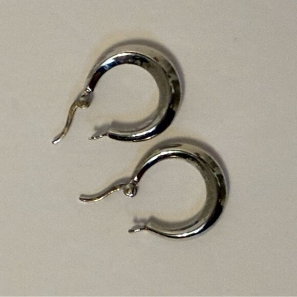 EARRINGS HINGED HOOP STERLING SILVER 925 2.3 g - Picture 5 of 7